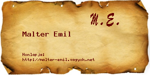 Malter Emil névjegykártya